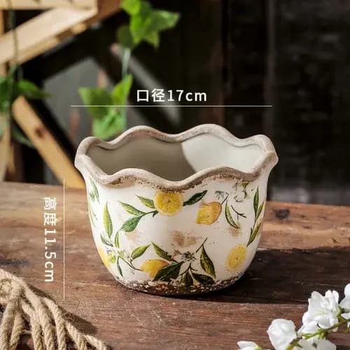 Pot de fleur en céramique en forme de citron Pot succulent Vintage Pot de plante