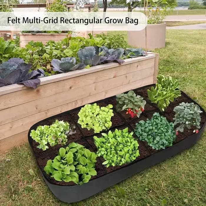 Sac de plantation de jardin en feutre multi-compartiments, pot de pépinière rectangulaire pour légumes, tomates, pommes de terre et autres plantes