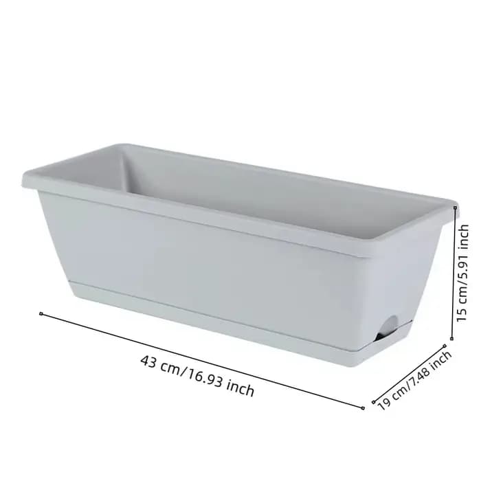 Lot de 3 pots de culture rectangulaires en résine avec grand trou de drainage