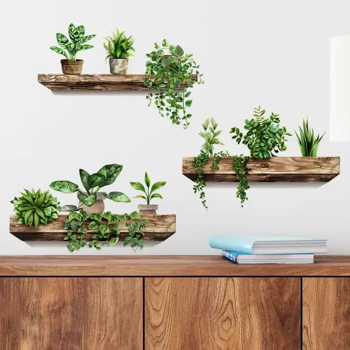 Nouvelle combinaison créative d'étagères pour plantes en pot avec autocollants amovibles pour embell