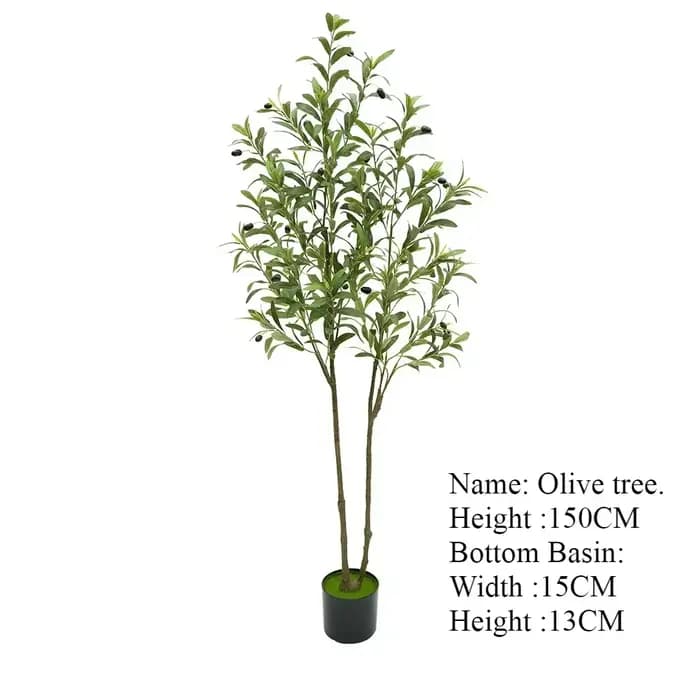 Grande plante artificielle d'olivier faux olive avec bassin 60 Cm à 210 Cm arbre en soie tropicale pour la décoration de fête de bureau à domicile