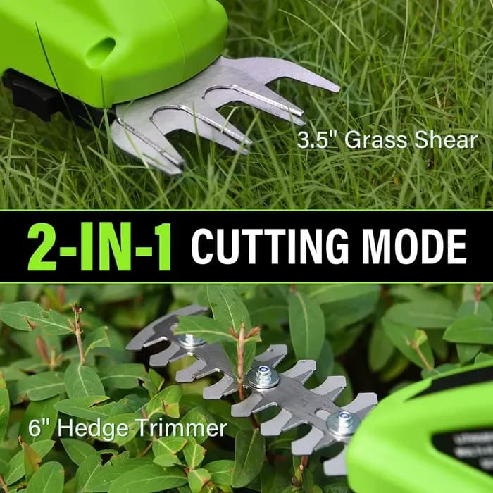 Taille-haie électrique sans fil 2-en-1 rechargeable, outil de jardinage portatif pour l'entretien des pelouses, des arbustes et le désherbage