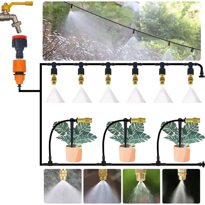 Système de refroidissement par brumisation en laiton pour jardin, d'argile, arrosage, 1/4, buses d'a