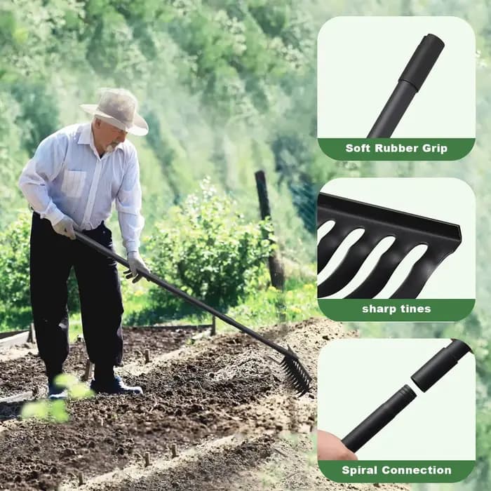 Râteau à chair de jardin avec manche Long réglable de 60 pouces