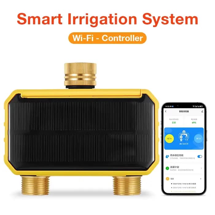 Contrôleur d'irrigation solaire WIFI intelligent avec capteur de pluie pour système d'arrosage autom
