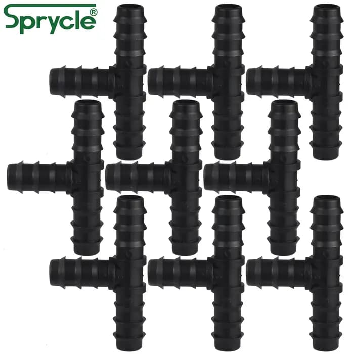 SPRYCLE 10 pièces 16mm connecteur en T barbelé arrosage 3 voies pour Micro Irrigation goutte à goutt