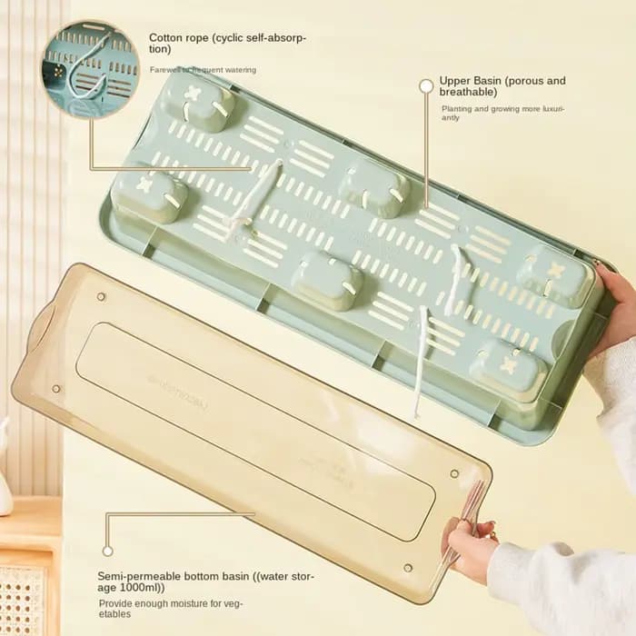 Pot de fleurs auto-absorbant pour culture de légumes d'intérieur avec trou de drainage et corde absorbante