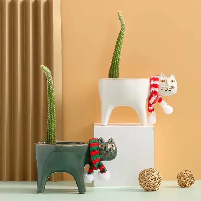 Pot de plante en forme de chat mignon en T pour salle de bain