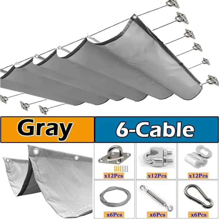 Voile Pare-Soleil Télescopique de 2,5 m de Largeur pour Patio, Pergola, Couverture Rétractable d'Omb