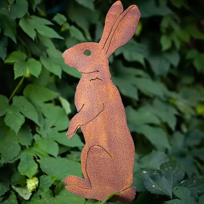 Piquet de jardin de lapin en métal rustique – Silhouette