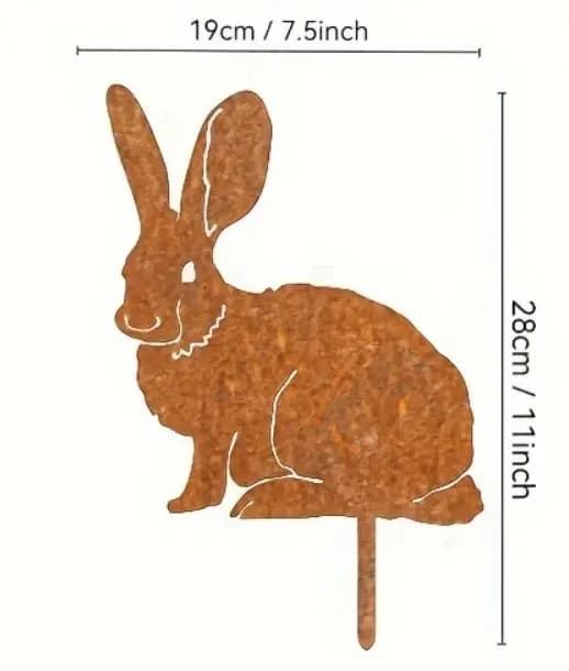 Piquet de jardin en forme de lapin sur pied en métal rustique