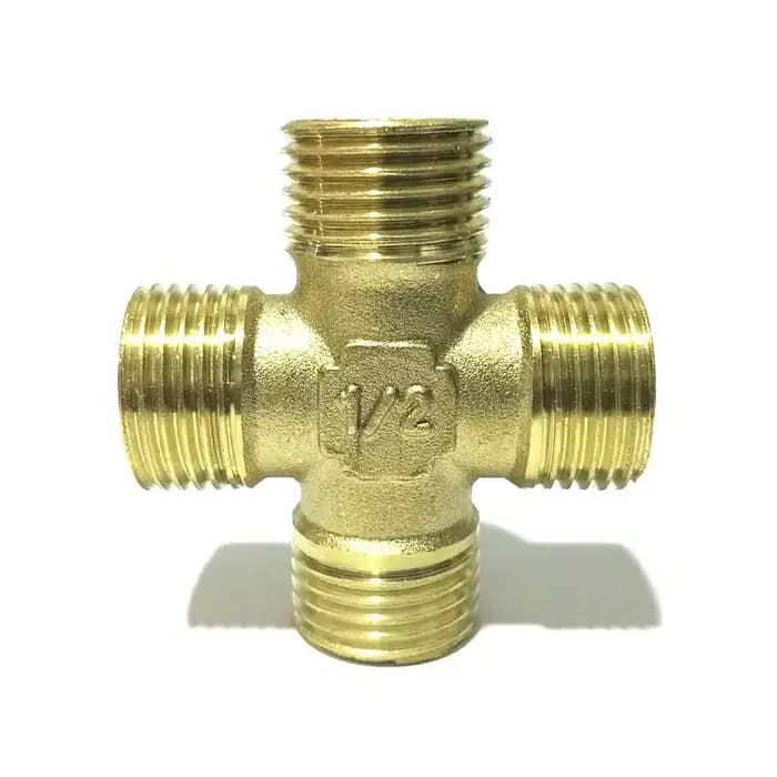 Connecteur de tuyau en laiton croisé 1/2 "3/8", filetage mâle femelle, raccord en cuivre, Joint bout