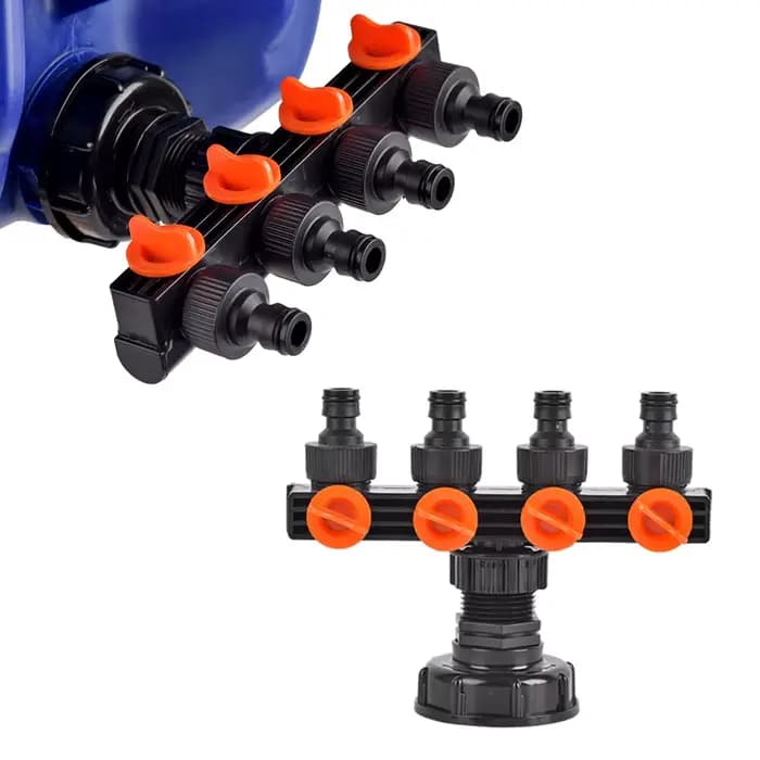 Adaptateur de Cloison en PVC avec Valve de Mathiation d'Eau à 4 Voies, Raccord de Tuyau d'Arrosage p