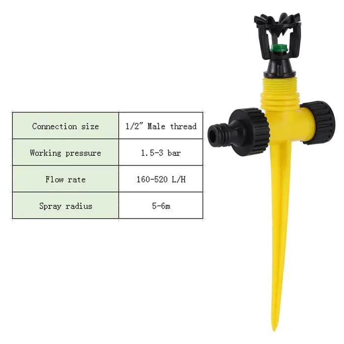 Arroseur rotatif pour pelouse de jardin 1/2 "buse de diffusion à filetage mâle 360 degrés arrosage automatique
