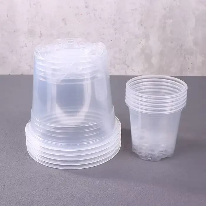 Pots de semis 5 pièces 3/3.5/4/5/6 pouces serre Pot de fleurs en plastique Transparent trou de Drainage Pot respirant Pot de fleur de pépinière