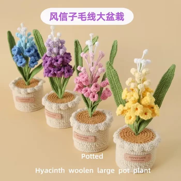 Grande plante en pot de jacinthe au Crochet faite à la main