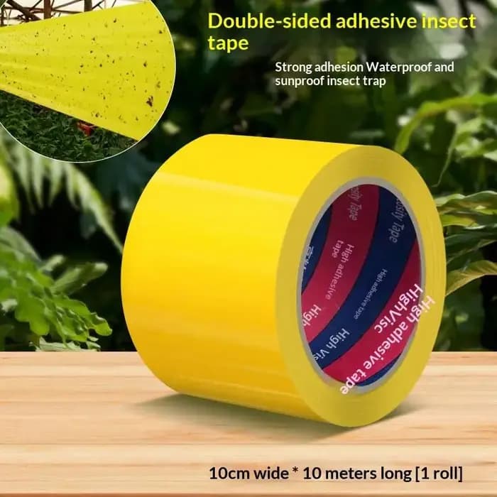1 rouleau de ruban adhésif double face jaune de 10 m pour le contrôle des parasites du jardin