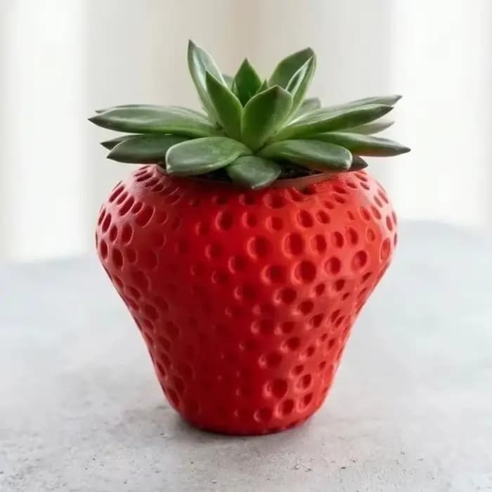 Pot de fleurs en forme de fraise pour rebord de fenêtre