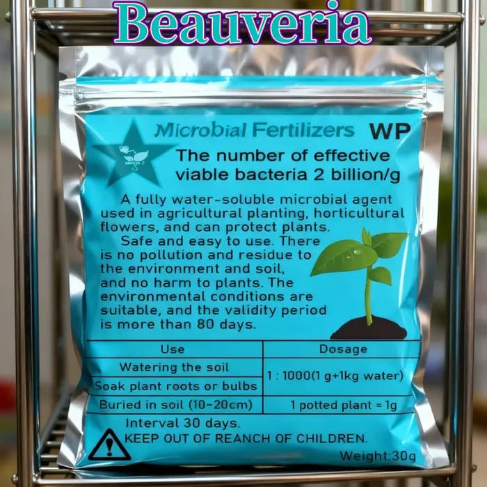 Engrais Microbien Beauveria 30g Entièrement Hydrosoluble Agent Alimentaire pour Plantes Protection d