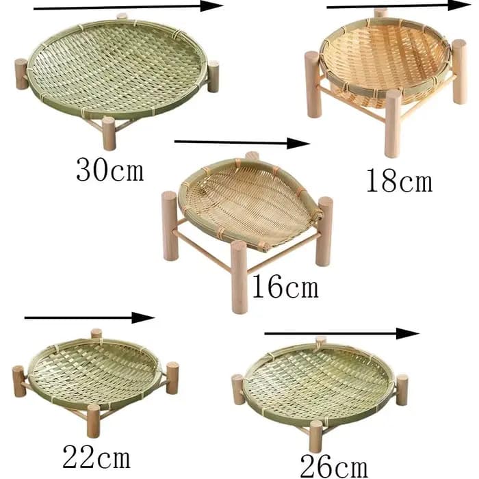 Nouveau plateau de fruits secs en bambou fait à la main tissé avec support panier de fruits panier décoratif de grande capacité plateaux de panier en bambou