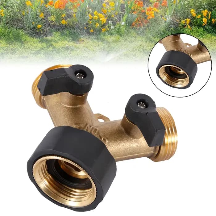 Mathiateur de Tuyau d'Arrosage à 2 Voies, Distributeur d'Eau de Jardin en Laiton Massif, Connecteur