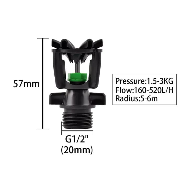 Arroseur rotatif pour pelouse de jardin, buse de dispersion à filetage mâle de 1/2 pouces, arrosage