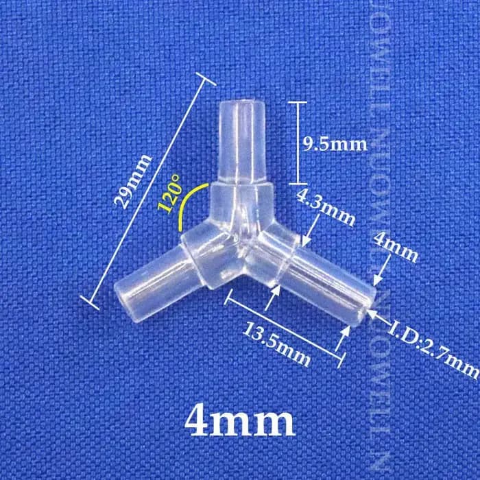 5 ~ 200 pièces 4 ~ 12 mm en plastique 120 ° Connecteur en T à diamètre égal de Type Y