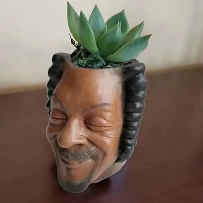 Rappeur Snoop Dogg Pot de fleur visage humain Vase homme sourire
