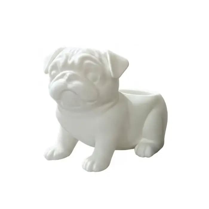 Pot de fleurs en plastique en forme de chien bouledogue imprimé en 3D, pot à succulentes amusant, fi