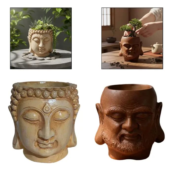 Pot de fleurs en résine en forme de Bouddha