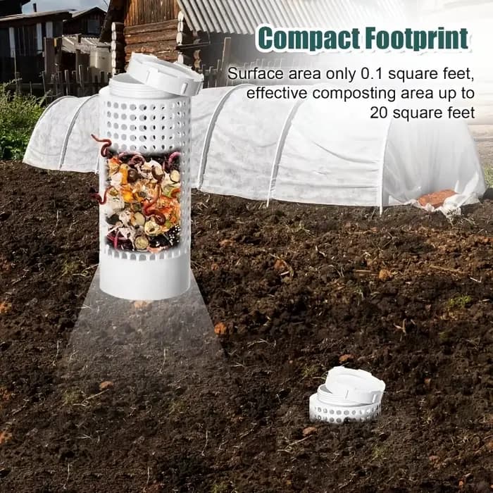 1 bac à compost en PVC pour vers de terre, gain de place, pour petits pots et jardins, tube rond anti-odeur pour compost de thé de vers de terre