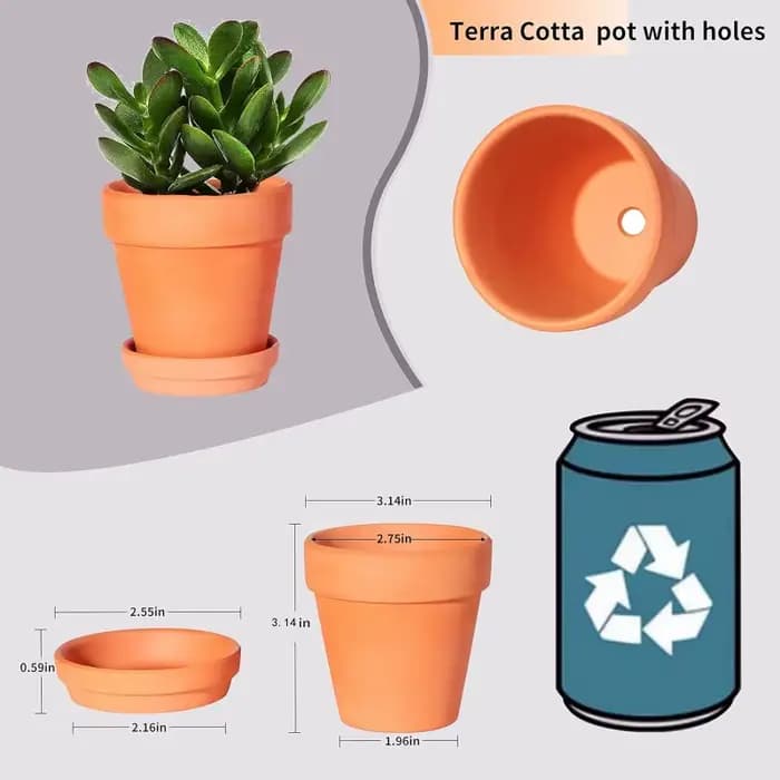 Paquet de 9 petits Pots en terre cuite de 3 pouces avec soucoupes pour plantes succulentes