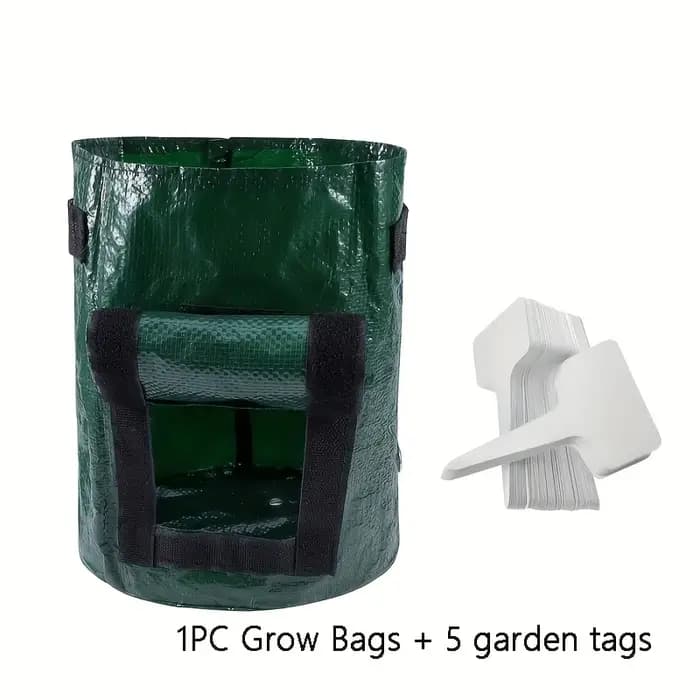 Pack combiné de 6 pièces-1 sac de plantation avec 5 étiquettes, sac de plantation de pommes de terre de jardinage en plein air, outil de plantation super pratique avec main