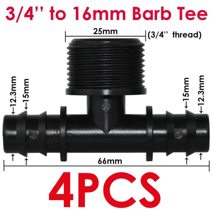 KESLA 4 pièces 1/2 "3/4" fileté 16 20 25MM PE tuyau barbe té connecteur adaptateur Tubes Joints jard