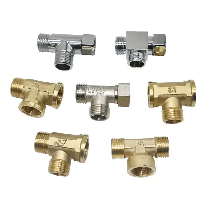 Connecteur de plomberie à filetage en laiton de 1/2 ", robinet séparateur d'eau en T, Valve à 2/3 vo