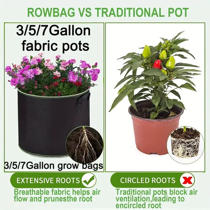 Sacs de culture de 3/5/7 gallons pour légumes/fleurs/plantes, pots en tissu avec poignées, sacs de p