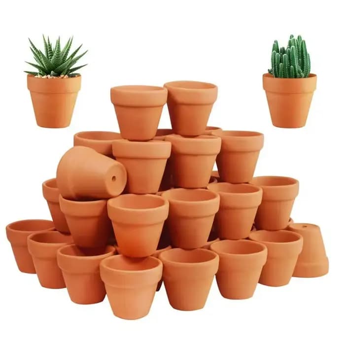 50 pièces minuscules Pots en terre cuite-1.3 pouces petits Mini Pots en argile avec trous de Drainag