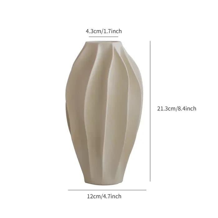 Vase en céramique beige au design haut de gamme et au style luxueux, décoré de fleurs de pêcher Yang