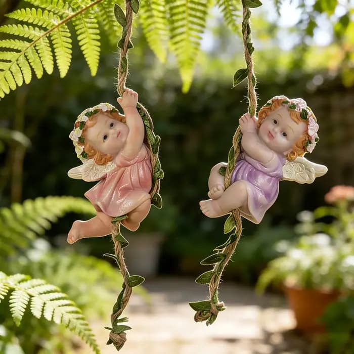 Statuette d'ange suspendue pour jardin