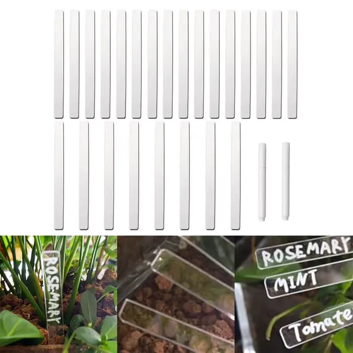 Étiquettes de plantes en acrylique, 24 pièces, marqueurs de plantes vierges transparents, marqueurs