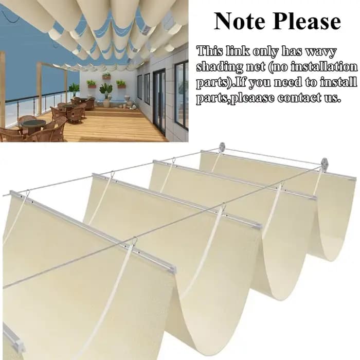 Filet de pare-soleil ondulé télescopique blanc, accessoires d'installation, voile d'ombrage pour pav