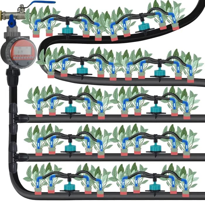 Système d'arrosage automatique de jardin, Irrigation goutte-à-goutte à 4 voies, 3/5mm, transmetteur