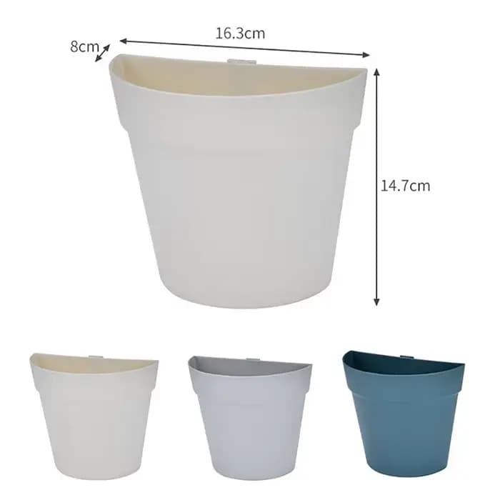 Pots de fleurs muraux en plastique pour la décoration intérieure, jardinière semi-circulaire, ornement de balcon, fournitures de jardin
