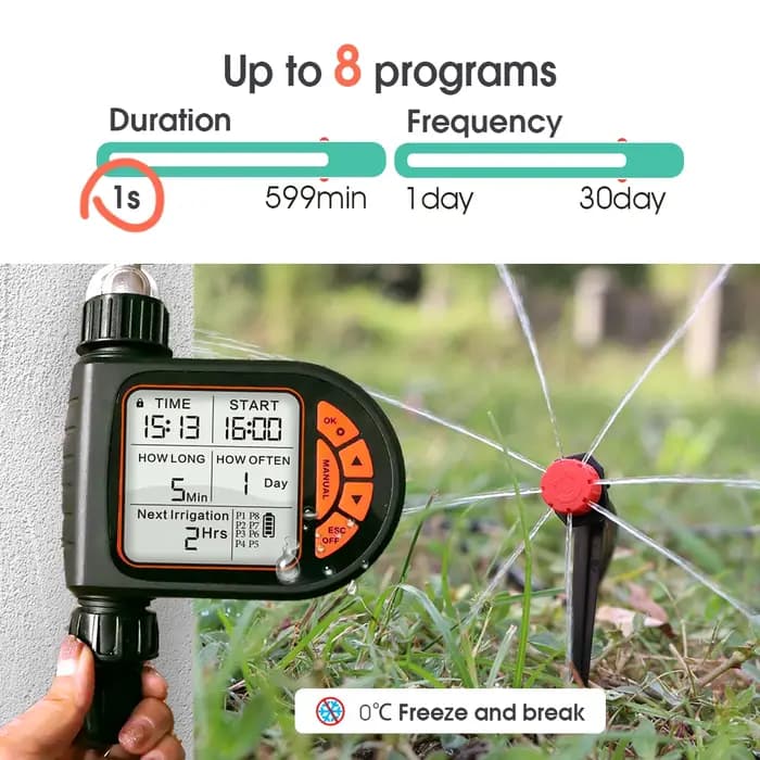 Kit d'arrosage goutte-à-goutte intelligent avec capteur de pluie, minuterie pour plantes d'extérieur