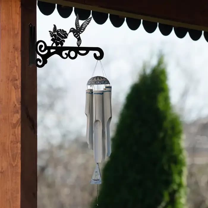 Cintre pour plantes en métal noir, 2 pièces, avec 3 oiseaux et feuilles, robuste, facile à installer