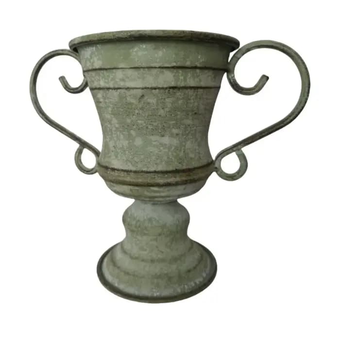 Pot de fleurs trophée à bouche ronde à double oreille, pot de plantes en fer vintage, conteneur de f