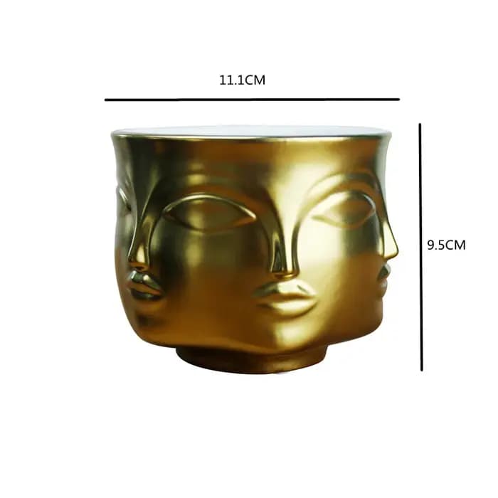 Ornement de visage humain Pot de fleurs en céramique