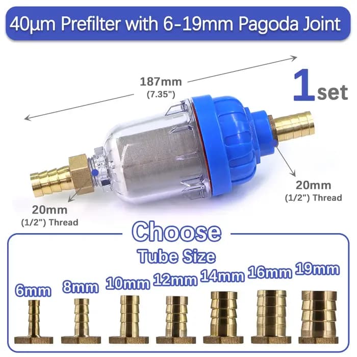 Pré-filtre 6-19mm 1/2 "40μm avec pagode