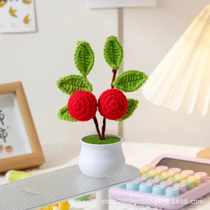 Fleurs au crochet en pot
