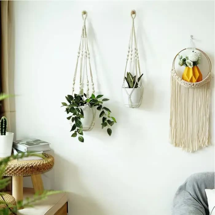 Cier de suspension pour plantes en macramé fait à la main, Pot de fleur, décoration suspendue pour b